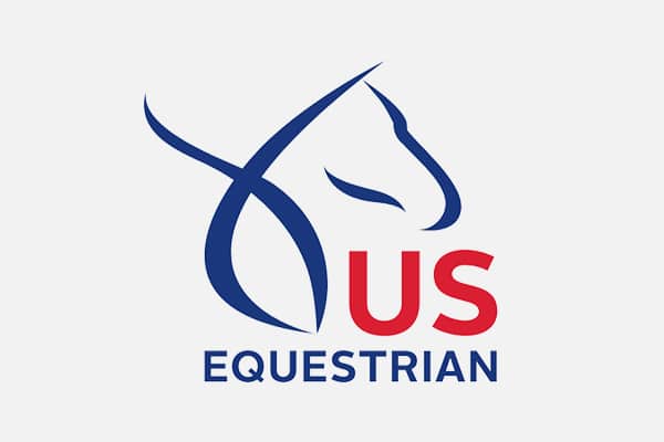 Stylized blue outline of a horse’s head and neck above the words "US EQUESTRIAN," with "US" in red and "EQUESTRIAN" in blue, on a light gray background—ideal for an animal hospital, pet clinic, or vet branding.